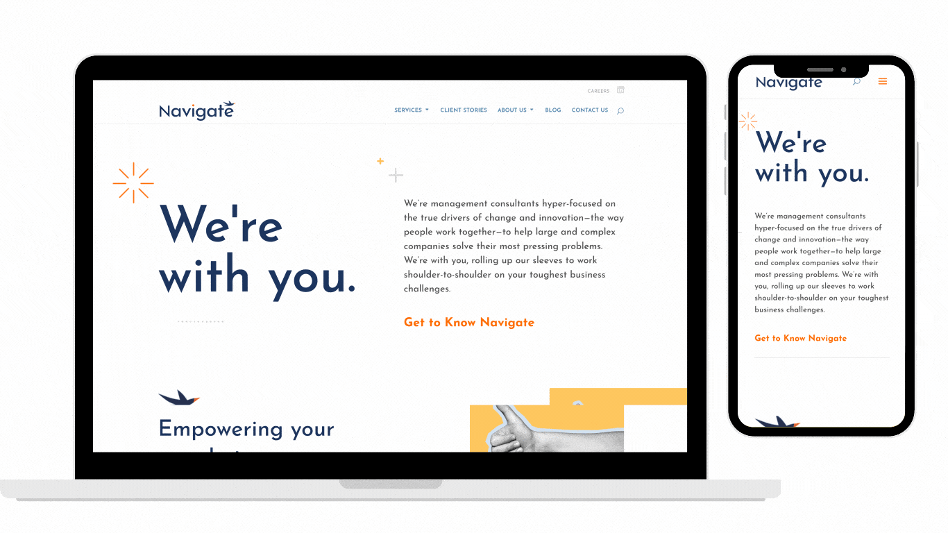 Website mockup of Navigate Corporation Consulting