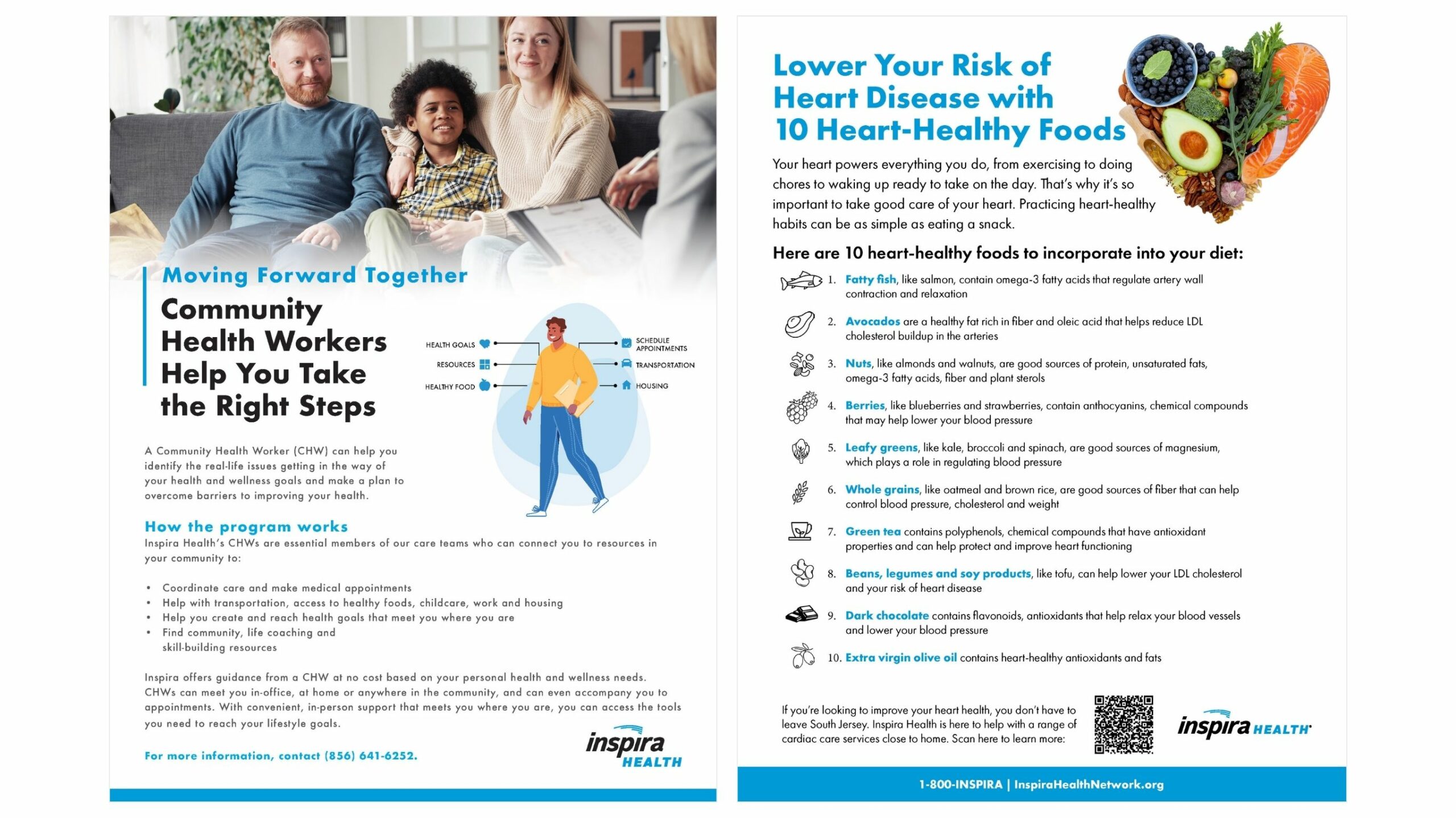 Mockup of flyers for Inspira Health Community Health Worker program