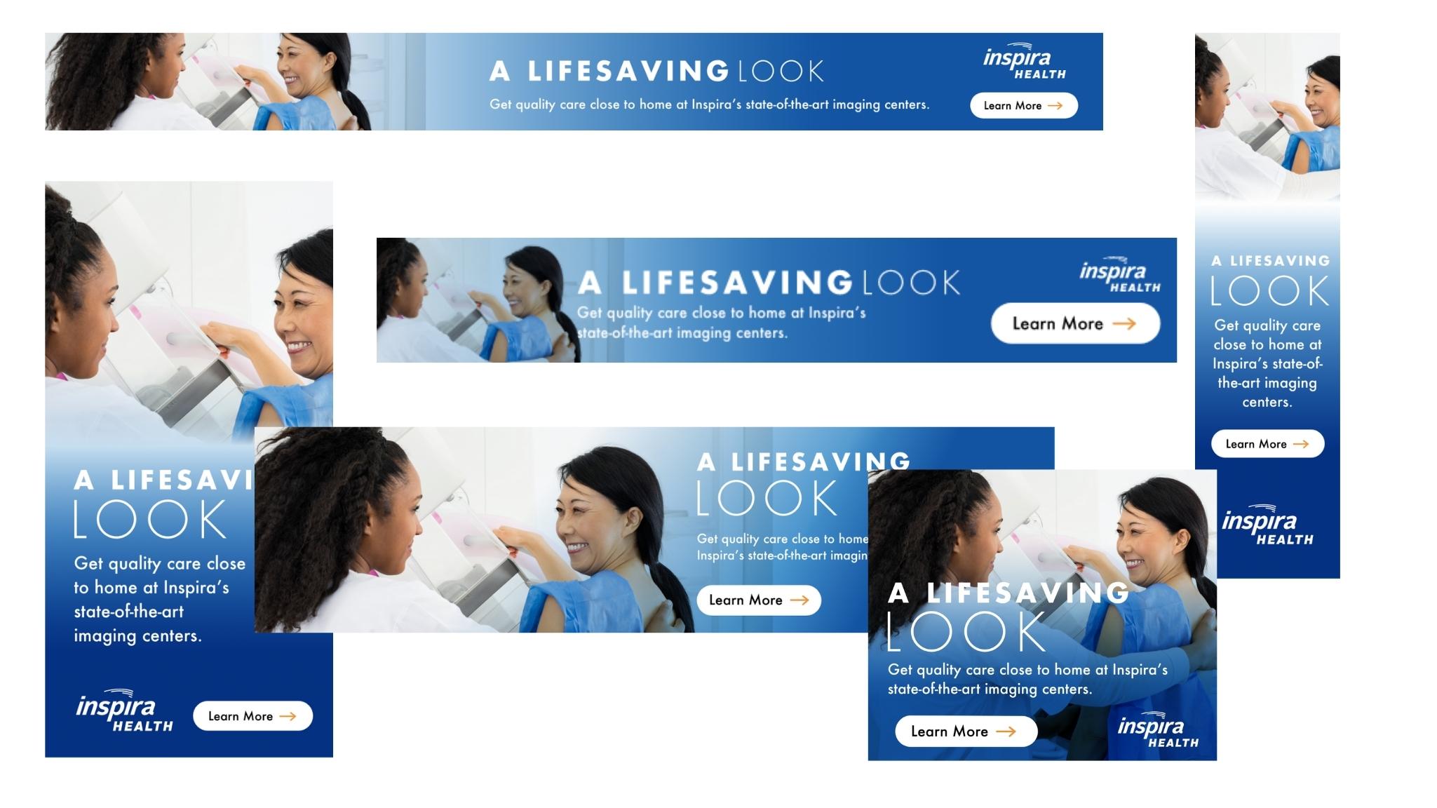 Inspira digital ads of a women's imaging campaign